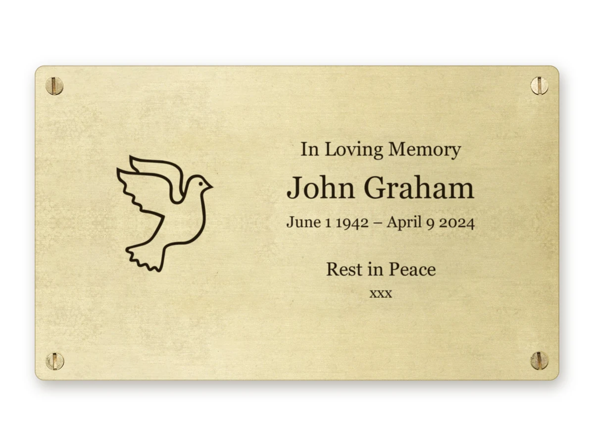 Memorial plaque with icon, 127 × 76 mm (5" × 3")