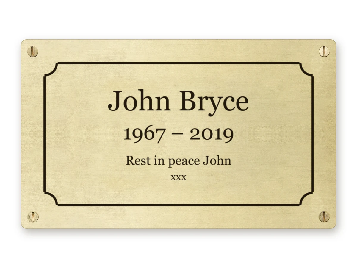 Large memorial plaque, 127 × 76 mm (5" × 3")