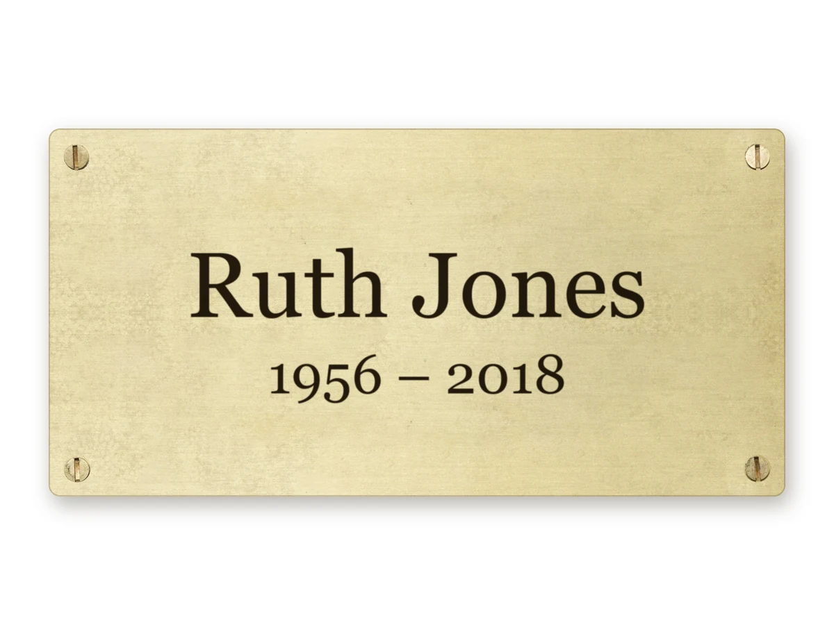 Small memorial plaque, 76 × 38 mm (3" × 1.5")