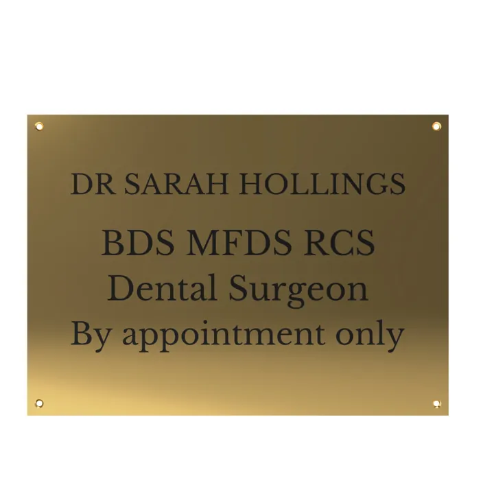 Professional brass plaque, 350 × 250 mm