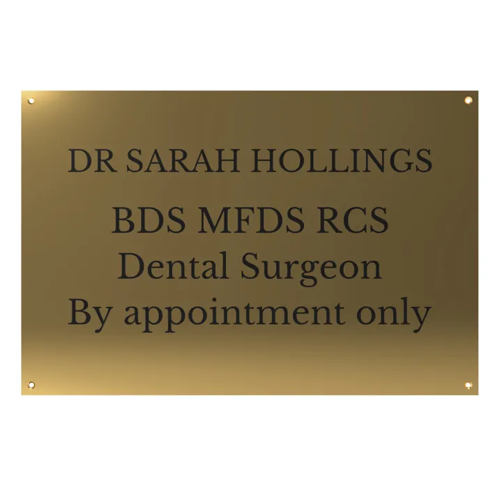 Professional brass plaque, 450 × 300 mm