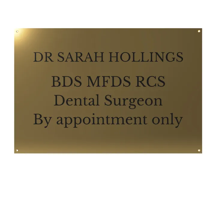 Professional brass plaque, 600 × 400 mm